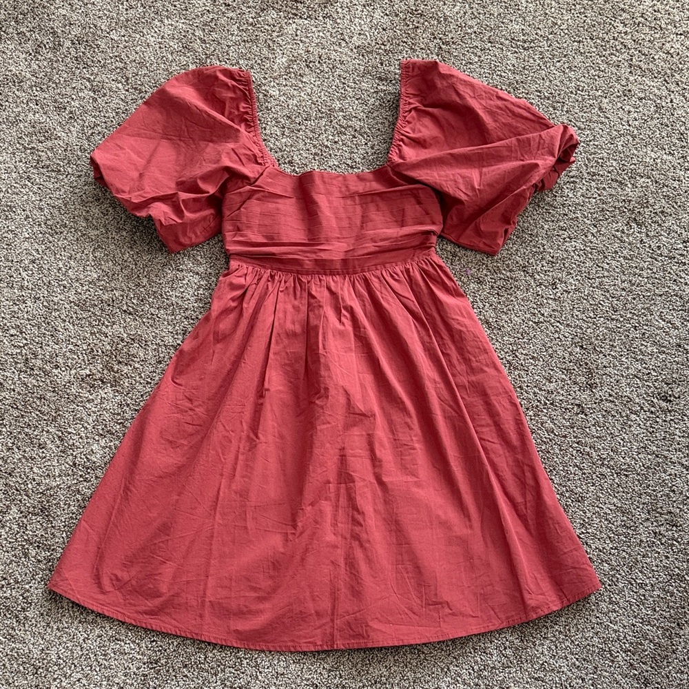 Bohme square neck rusty red dress